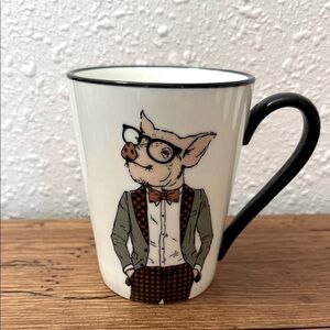 Stylish Hipster Black and White Mug with Quirky Pig Design